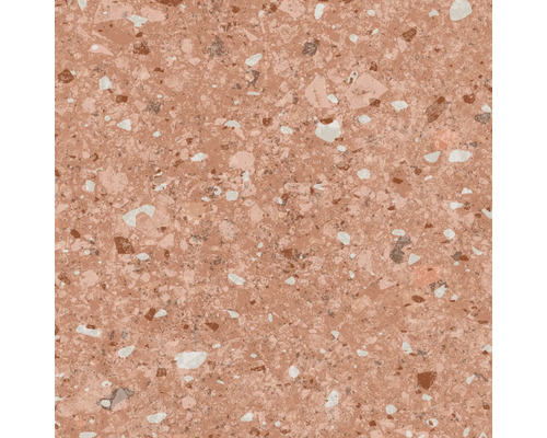 Nahaufnahme einer Bodenfliese mit Terrazzo Muster.