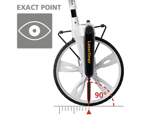 Logo Laserliner sur une roue de mesure pour une détermination précise des points