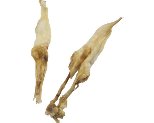 Deux oreilles de porc séchées pour chiens.