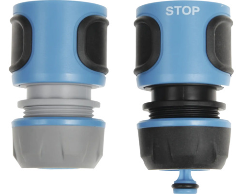 Zwei Schlauchverbinder, einer mit Stoppfunktion