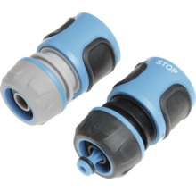 Deux raccords de tuyau bleus et gris pour l''arrosage du jardin