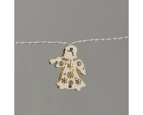 Guirlande lumineuse avec pendentif ange en bois
