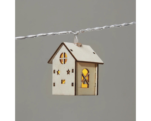 Guirlande lumineuse avec motifs de maison en bois