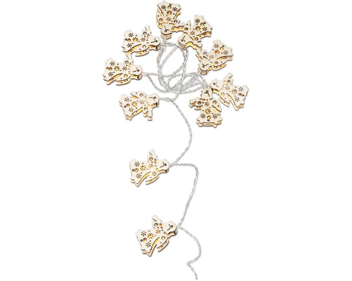 Guirlande lumineuse avec motifs d''anges en bois