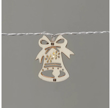 Guirlande lumineuse avec motif de cloche en bois