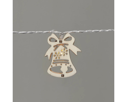 Guirlande lumineuse avec motif de cloche en bois