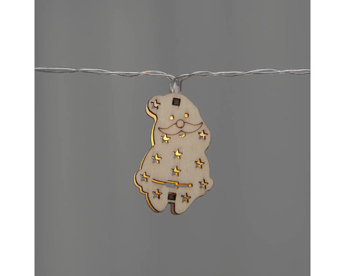 Guirlande lumineuse avec motifs de Père Noël en bois et découpes en forme d''étoiles