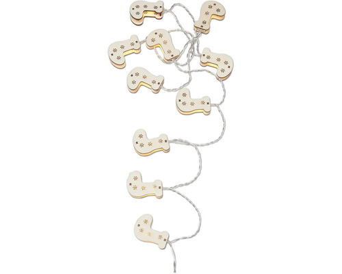 Guirlande lumineuse avec motifs de chaussettes en bois