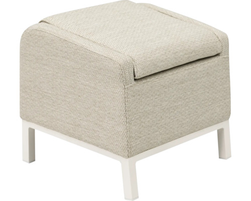 Hocker mit Stoffbezug und Metallbeinen