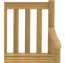 Detailansicht einer Gartenbank aus Holz