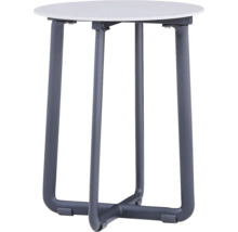 Table haute ronde avec cadre en acier et plateau de table