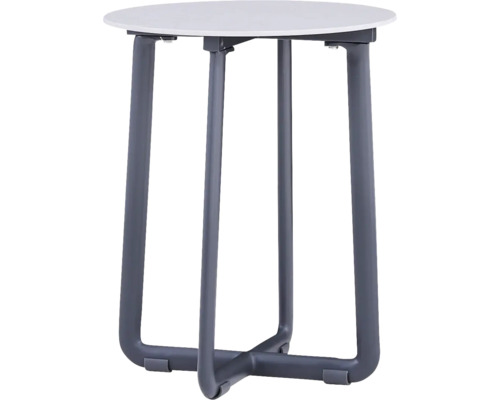 Table haute ronde avec cadre en acier et plateau de table