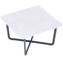 Table d'appoint carrée avec plateau aspect pierre et structure en métal