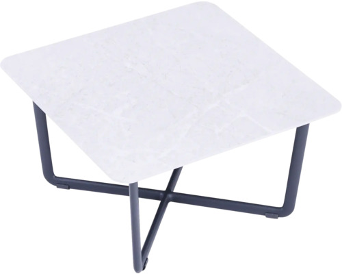 Table d'appoint carrée avec plateau aspect pierre et structure en métal