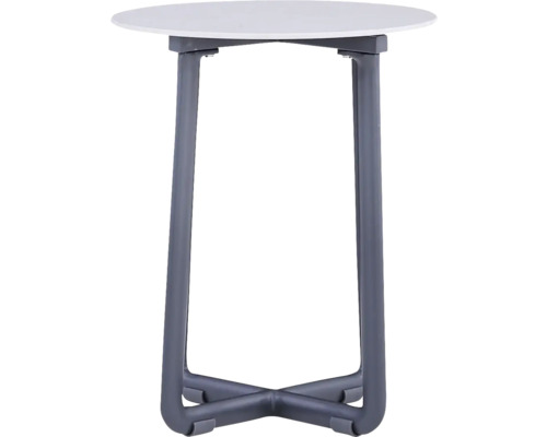 Table d'appoint avec plateau rond et structure métallique