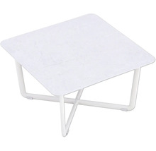 Table d'appoint carrée avec plateau en marbre et structure en métal