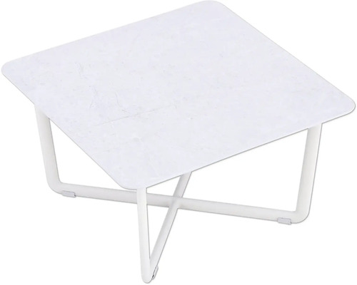 Table d'appoint carrée avec plateau en marbre et structure en métal