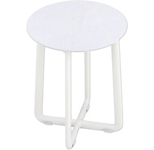 Table d'appoint ronde avec aspect marbre et structure métallique