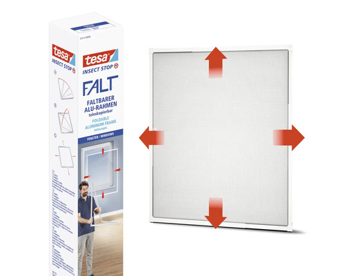 Tesa Insect Stop faltbarer Aluminiumrahmen für Fenster