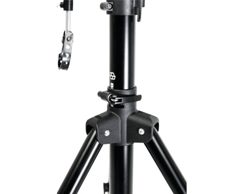 Detailansicht eines Fahrrad Montageständers mit Stativ