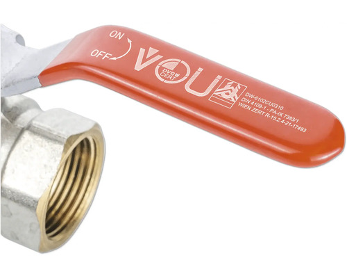 Vanne d''arrêt avec poignée rouge et raccord fileté