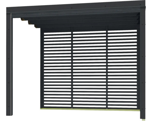 Abri Karibu Sares 2690x2760x2320 mm lamelles et cadre métallique anthracite Pergola en métal avec lames horizontales pour l''ombrage