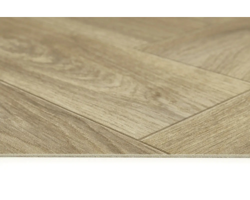 Nahaufnahme von Vinylboden in Holzoptik.