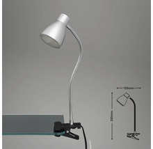 Lampe à pince avec bras flexible pour fixation sur des surfaces