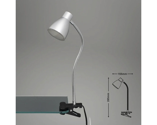 Lampe à pince avec bras flexible pour fixation sur des surfaces