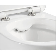 Vue détaillée de toilettes-bidet blanches avec couvercle ouvert