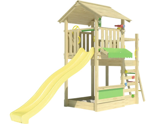 Holzspielturm mit Rutsche und Leiter für den Garten