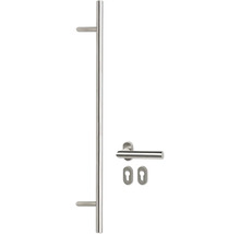 ARON HaustürARON 3161 Aluminium-Kunststoff-Verbund RAL 9016 verkehrsweiß 1100x2100 mm einseitig flügelüberdeckend DIN Rechts inkl.Stoßgriffset,Innendrücker in Edelstahl,Profilzylinder mit 3 Schlüsseln