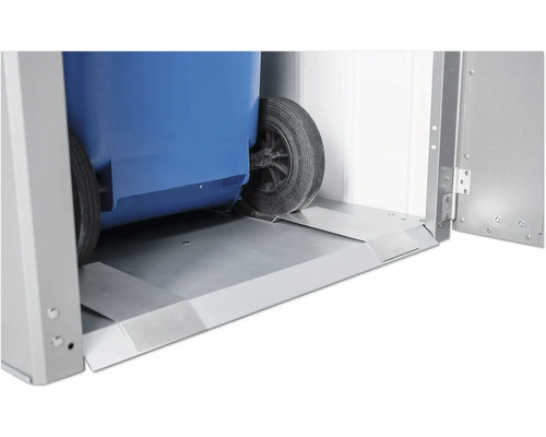 Cache-conteneur avec rampe pour faciliter le stockage des poubelles