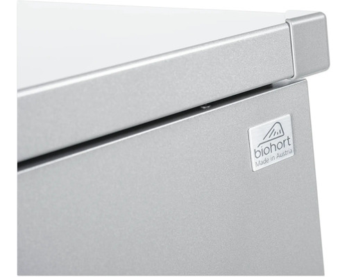 Detailansicht eines Biohort Produkts mit Biohort Logo, hergestellt in Österreich