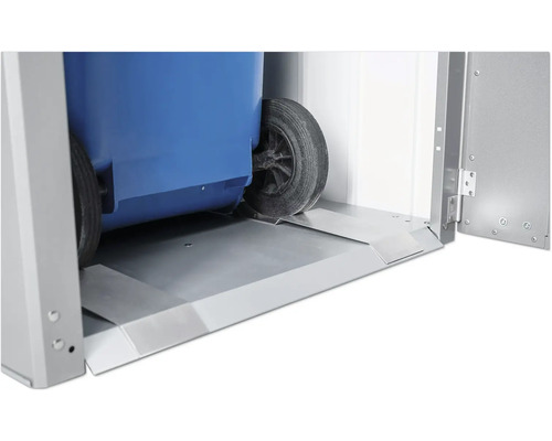 Cache-conteneur à ordures avec rampe pour un remplissage facile