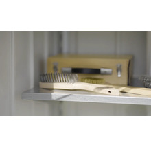Brosse métallique et brosse en laiton sur une étagère