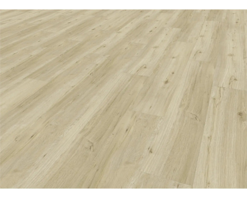 Revêtement de sol en vinyle clair aspect bois.