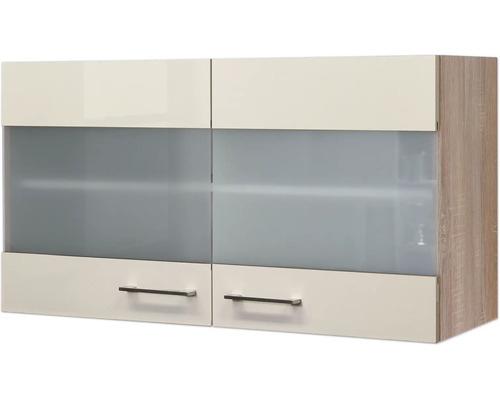 Hängeschrank mit zwei Schubladen und zwei Glastüren