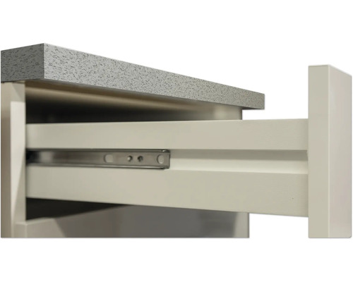 Vue détaillée d''un tiroir coulissant avec rail métallique