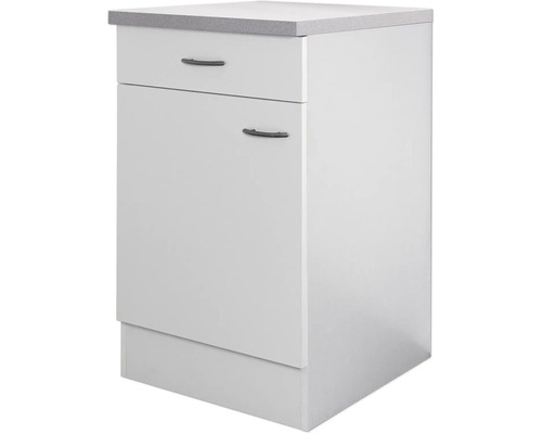 Meuble bas blanc avec tiroir et plan de travail