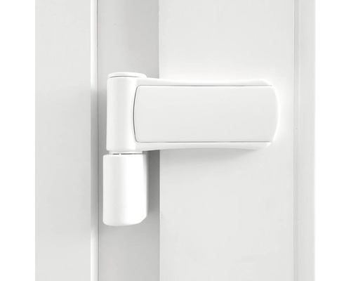 Weißes Türscharnier an einer Tür