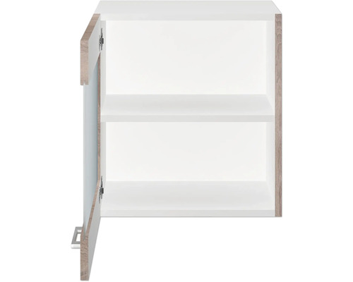 Offener weißer Wandschrank mit zwei Einlegeböden für Badezimmer