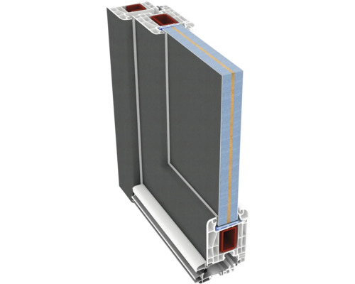 Querschnitt eines Fensters mit Kunststoffrahmen