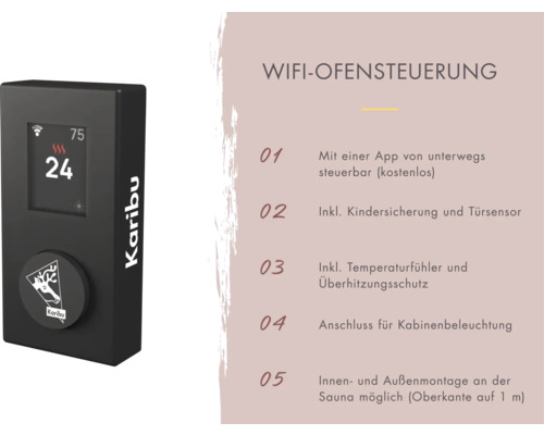 Karibu Saunaofensteuerung zur Steuerung per App