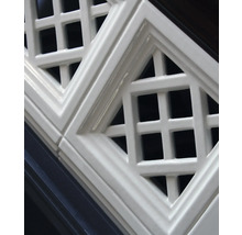 Nahaufnahme eines weißen Ziergitters