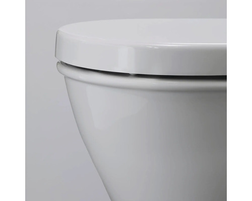 Gros plan de toilettes avec couvercle fermé.