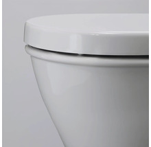 Gros plan de toilettes avec couvercle fermé.