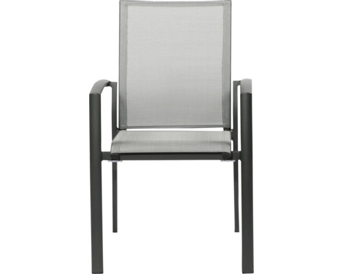 Gartenstuhl mit Armlehne aus Aluminium und Textilbespannung