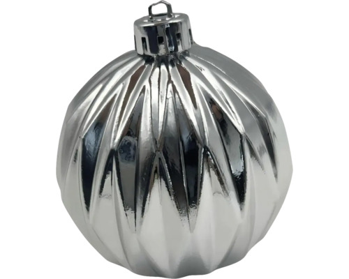 Boule de Noël argentée à motif rainuré