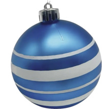 Boule de Noël bleue à rayures pour décoration de Noël